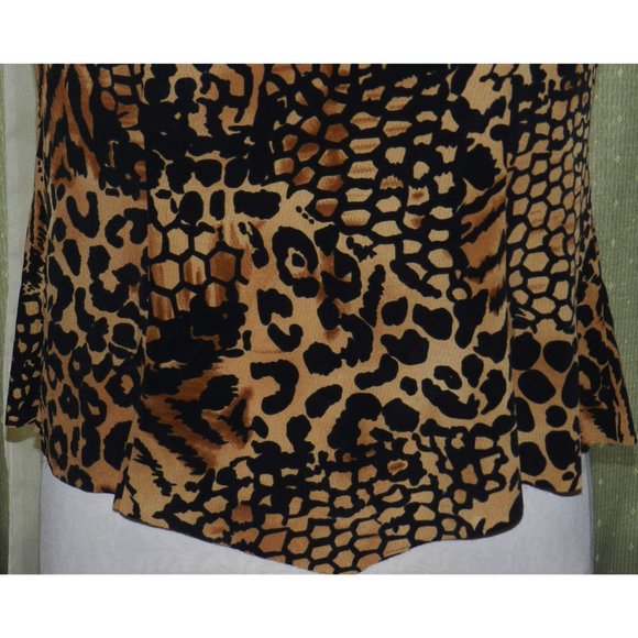 Ladies RJ Stevens size 14 animal print sleeveless raw hem top zips in back - Picture 6 of 6